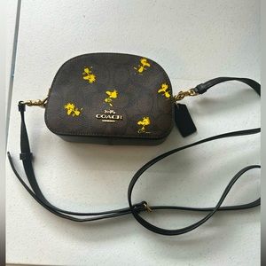 Coach X Peanuts Mini Serena Crossbody In Signature Canvas With Woodstock Print